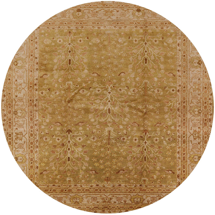 Round Mid-Century Modern Gold Oriental Rug, urb2942