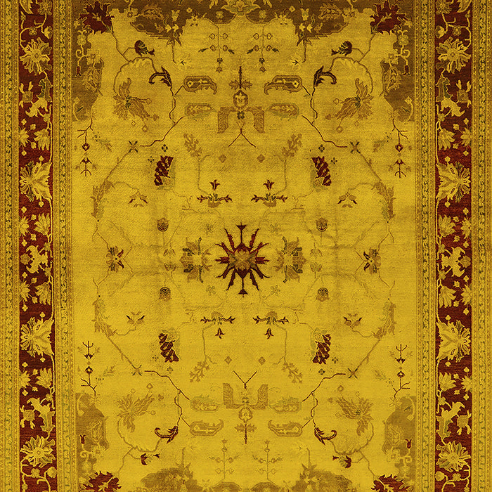 Machine Washable Oriental Yellow Traditional Rug, wshurb2943yw