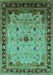 Machine Washable Oriental Turquoise Traditional Area Rugs, wshurb2943turq