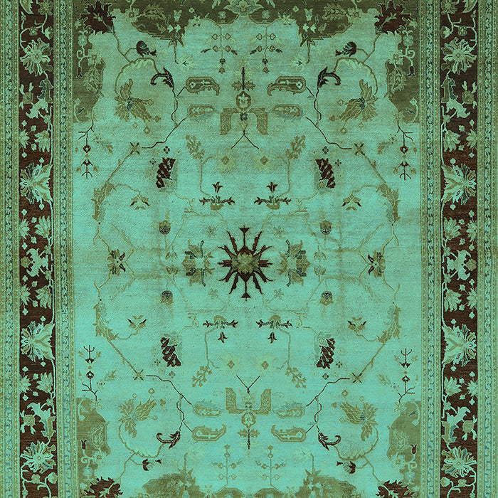 Machine Washable Oriental Turquoise Traditional Area Rugs, wshurb2943turq