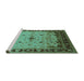 Sideview of Machine Washable Oriental Turquoise Traditional Area Rugs, wshurb2943turq