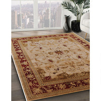 Mid-Century Modern Mahogany Brown Oriental Rug, urb2943