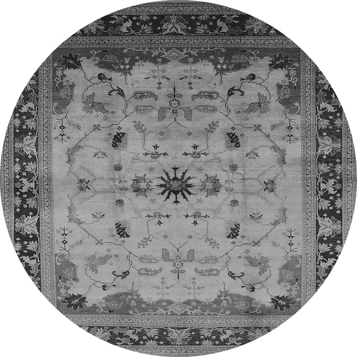 Round Machine Washable Oriental Gray Traditional Rug, wshurb2943gry