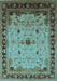 Machine Washable Oriental Light Blue Traditional Rug, wshurb2943lblu