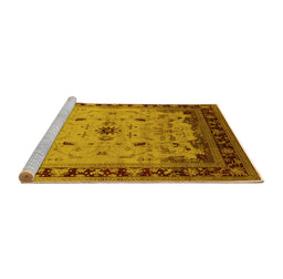 Sideview of Machine Washable Oriental Yellow Traditional Rug, wshurb2943yw