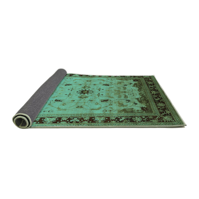 Sideview of Oriental Turquoise Traditional Rug, urb2943turq
