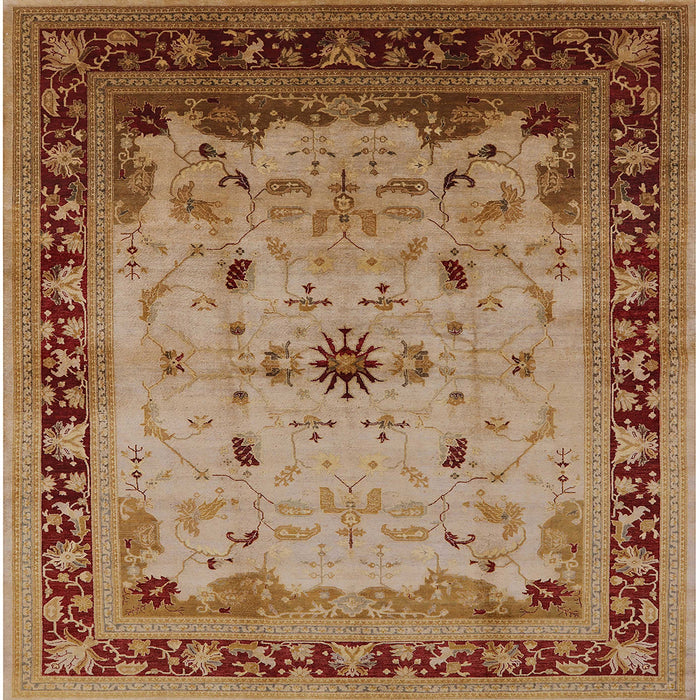 Square Mid-Century Modern Mahogany Brown Oriental Rug, urb2943