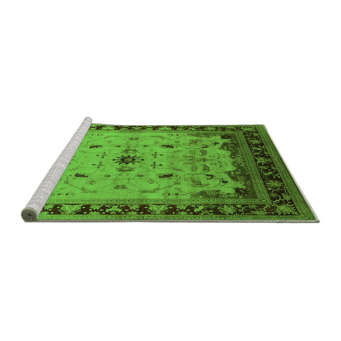 Sideview of Machine Washable Oriental Green Traditional Area Rugs, wshurb2943grn