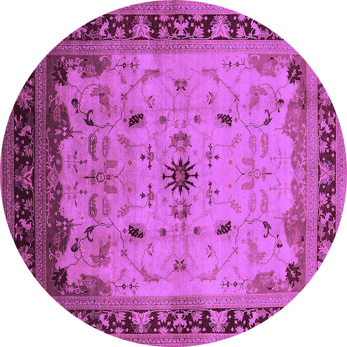 Round Oriental Purple Traditional Rug, urb2943pur