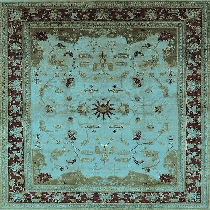 Square Oriental Light Blue Traditional Rug, urb2943lblu