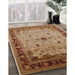 Mid-Century Modern Mahogany Brown Oriental Rug in Family Room, urb2943