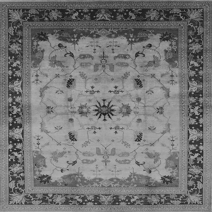 Square Machine Washable Oriental Gray Traditional Rug, wshurb2943gry