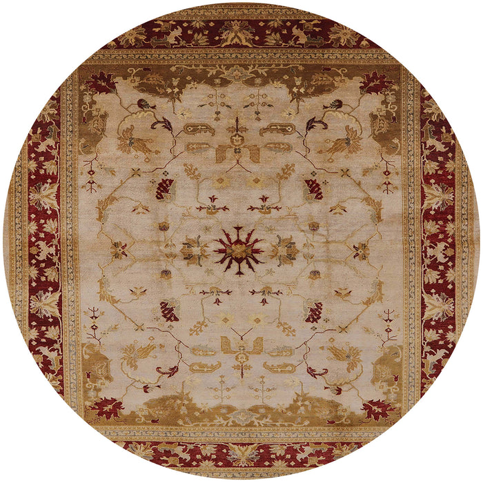 Round Mid-Century Modern Mahogany Brown Oriental Rug, urb2943