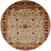 Round Mid-Century Modern Mahogany Brown Oriental Rug, urb2943