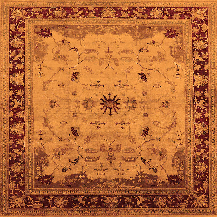 Square Oriental Orange Traditional Rug, urb2943org