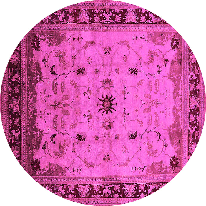Round Oriental Pink Traditional Rug, urb2943pnk