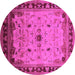 Round Oriental Pink Traditional Rug, urb2943pnk