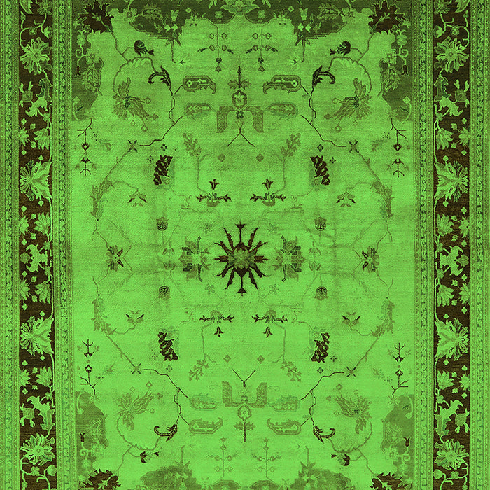 Machine Washable Oriental Green Traditional Area Rugs, wshurb2943grn