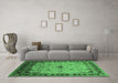 Machine Washable Oriental Emerald Green Traditional Area Rugs in a Living Room,, wshurb2943emgrn