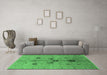 Machine Washable Oriental Emerald Green Industrial Area Rugs in a Living Room,, wshurb2944emgrn