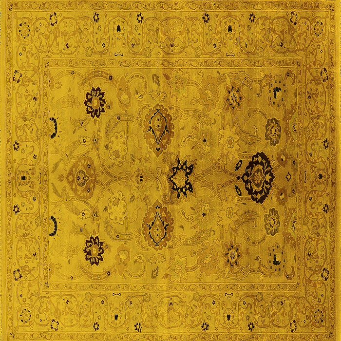 Square Machine Washable Oriental Yellow Industrial Rug, wshurb2944yw