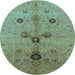 Round Oriental Light Blue Industrial Rug, urb2944lblu