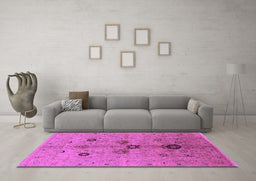 Machine Washable Oriental Purple Industrial Area Rugs in a Living Room, wshurb2944pur