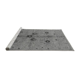 Sideview of Machine Washable Oriental Gray Industrial Rug, wshurb2944gry