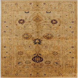 Square Mid-Century Modern Yellow Oriental Rug, urb2944