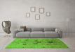 Machine Washable Oriental Green Industrial Area Rugs in a Living Room,, wshurb2944grn