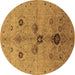 Round Oriental Brown Industrial Rug, urb2944brn