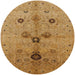 Round Mid-Century Modern Yellow Oriental Rug, urb2944