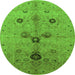 Round Oriental Green Industrial Rug, urb2944grn