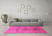 Machine Washable Oriental Pink Industrial Rug in a Living Room, wshurb2944pnk