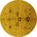 Round Oriental Yellow Industrial Rug, urb2944yw