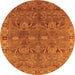 Round Machine Washable Oriental Orange Traditional Area Rugs, wshurb2945org