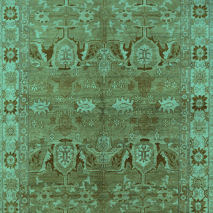 Machine Washable Oriental Turquoise Traditional Area Rugs, wshurb2945turq