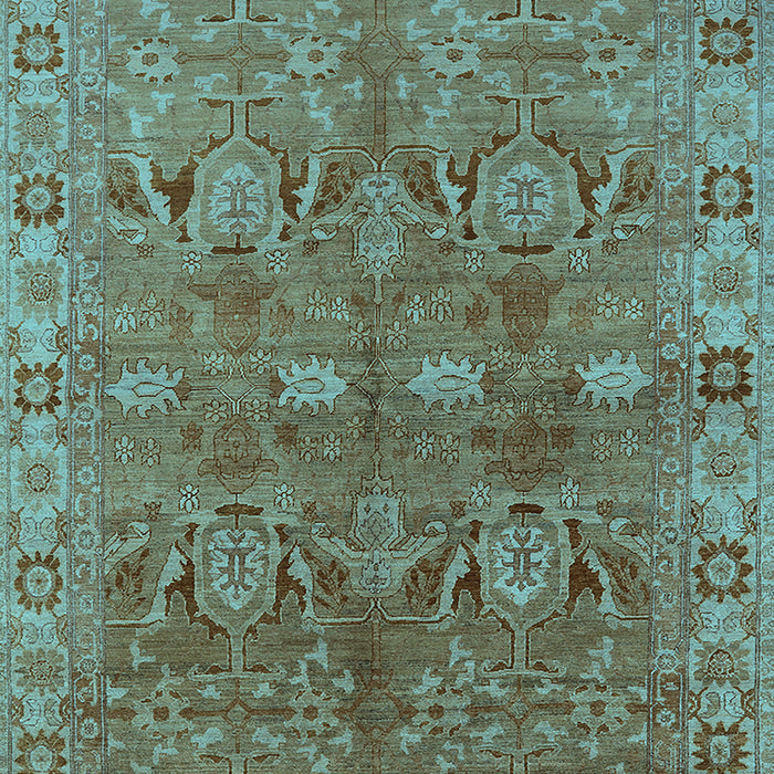 Machine Washable Oriental Light Blue Traditional Rug, wshurb2945lblu