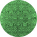 Round Oriental Emerald Green Traditional Rug, urb2945emgrn