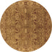 Round Oriental Brown Traditional Rug, urb2945brn