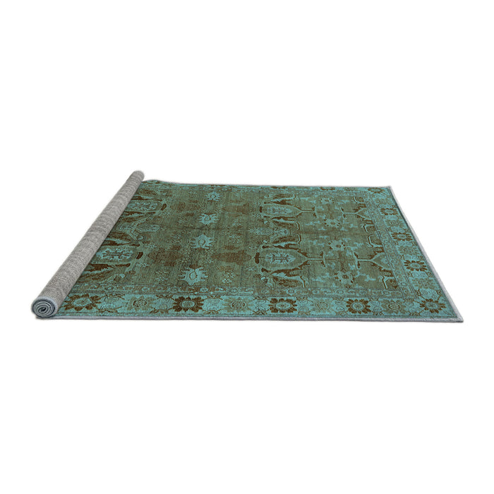 Sideview of Machine Washable Oriental Light Blue Traditional Rug, wshurb2945lblu