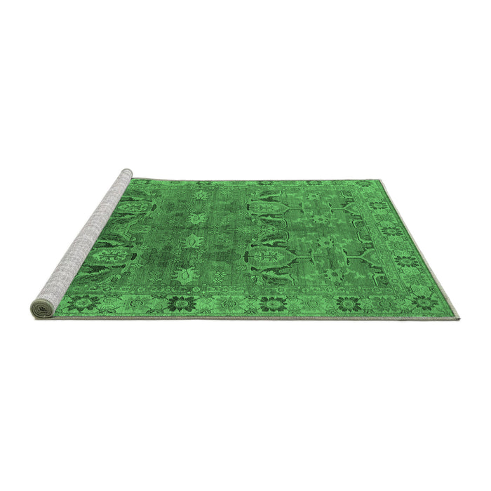 Sideview of Machine Washable Oriental Emerald Green Traditional Area Rugs, wshurb2945emgrn