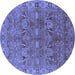 Round Oriental Blue Traditional Rug, urb2945blu