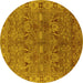 Round Oriental Yellow Traditional Rug, urb2945yw