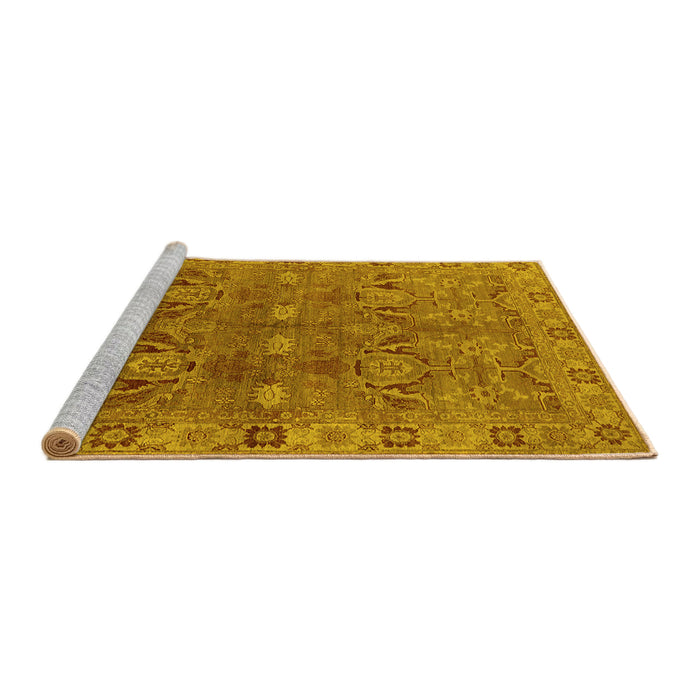 Sideview of Machine Washable Oriental Yellow Traditional Rug, wshurb2945yw
