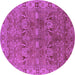 Round Oriental Purple Traditional Rug, urb2945pur