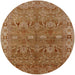 Round Mid-Century Modern Mahogany Brown Oriental Rug, urb2945