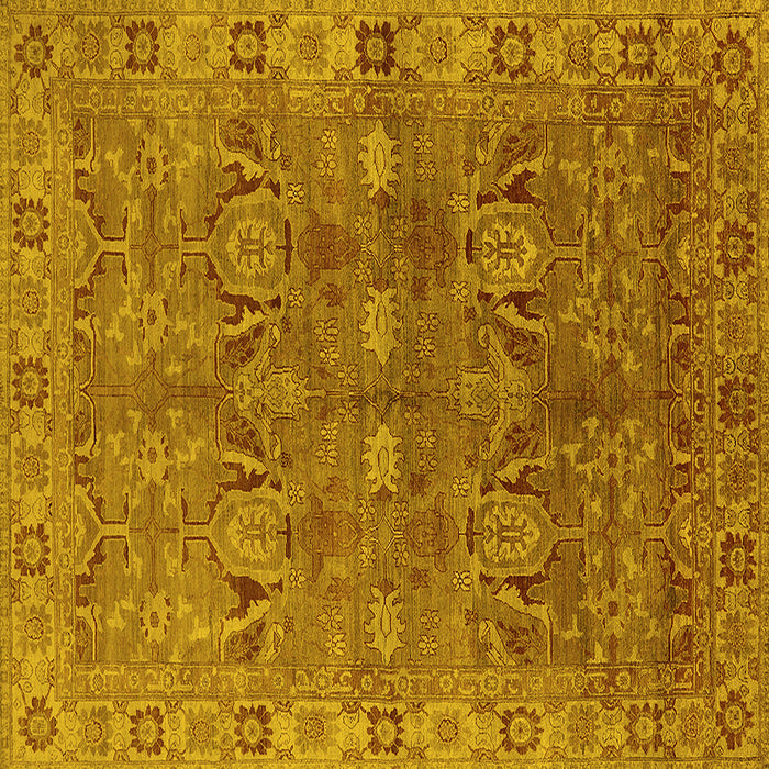 Square Machine Washable Oriental Yellow Traditional Rug, wshurb2945yw