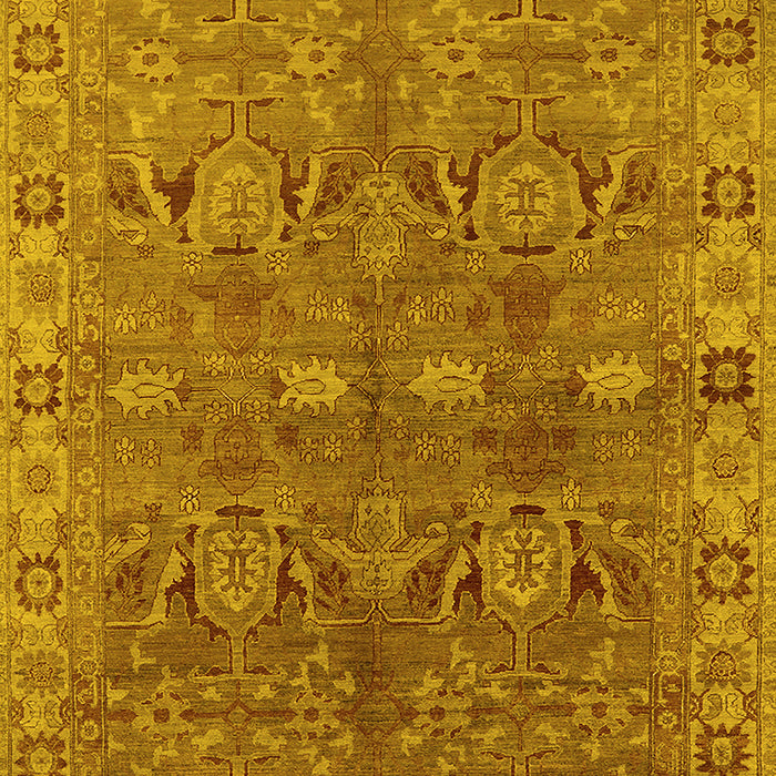 Machine Washable Oriental Yellow Traditional Rug, wshurb2945yw