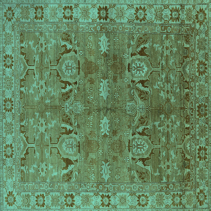 Square Oriental Turquoise Traditional Rug, urb2945turq